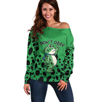 Don't Obey Portland Frog Protest Off Shoulder Sweater Anti-Fascism - Wonder Print Shop