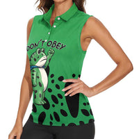 Don't Obey Portland Frog Protest Women Sleeveless Polo Shirt Anti-Fascism - Wonder Print Shop