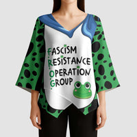 Portland Frog Protest Kimono Sleeve Blouse Frog Costume Style - Wonder Print Shop