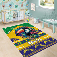 Brazil Christmas Area Rug Toco Toucan Flag Style - Wonder Print Shop