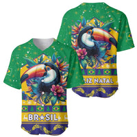 Brazil Christmas Baseball Jersey Toco Toucan Flag Style - Wonder Print Shop