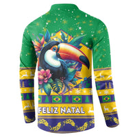 Brazil Christmas Button Sweatshirt Toco Toucan Flag Style - Wonder Print Shop
