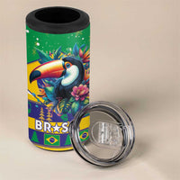 Brazil Christmas 4 in 1 Can Cooler Tumbler Toco Toucan Flag Style - Wonder Print Shop