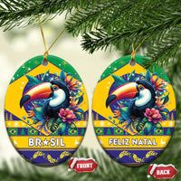Brazil Christmas Ceramic Ornament Toco Toucan Flag Style - Wonder Print Shop