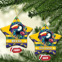 Brazil Christmas Ceramic Ornament Toco Toucan Flag Style - Wonder Print Shop