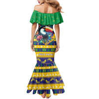 Brazil Christmas Family Matching Mermaid Dress and Hawaiian Shirt Toco Toucan Flag Style - Wonder Print Shop