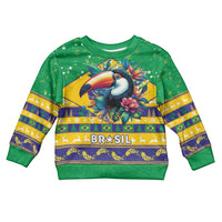 Brazil Christmas Kid Ugly Christmas Sweater Toco Toucan Flag Style - Wonder Print Shop