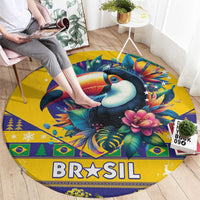 Brazil Christmas Round Carpet Toco Toucan Flag Style