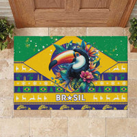 Brazil Christmas Rubber Doormat Toco Toucan Flag Style - Wonder Print Shop