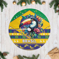 Brazil Christmas Tree Skirt Toco Toucan Flag Style - Wonder Print Shop