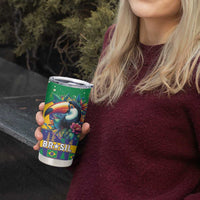 Brazil Christmas Tumbler Cup Toco Toucan Flag Style - Wonder Print Shop