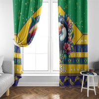 Brazil Christmas Window Curtain Toco Toucan Flag Style - Wonder Print Shop