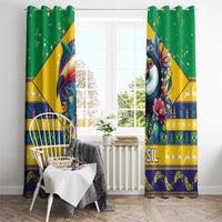 Brazil Christmas Window Curtain Toco Toucan Flag Style - Wonder Print Shop