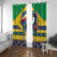 Brazil Christmas Window Curtain Toco Toucan Flag Style - Wonder Print Shop