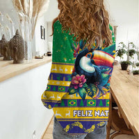 Brazil Christmas Women Casual Shirt Toco Toucan Flag Style - Wonder Print Shop