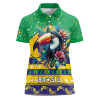 Brazil Christmas Women Polo Shirt Toco Toucan Flag Style - Wonder Print Shop