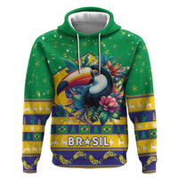 Brazil Christmas Zip Hoodie Toco Toucan Flag Style - Wonder Print Shop