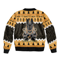Ancient Egyptian Christmas Sleeve Zip Bomber Jacket Anubis Eid Milad Majid - Wonder Print Shop