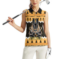 Ancient Egyptian Christmas Women Sleeveless Polo Shirt Anubis Eid Milad Majid - Wonder Print Shop