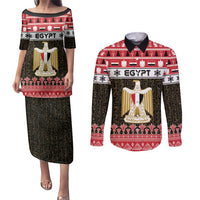 Egypt Christmas Couples Matching Puletasi and Long Sleeve Button Shirt Coat Of Arms Eid Milad Majid - Wonder Print Shop