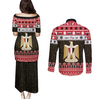 Egypt Christmas Couples Matching Puletasi and Long Sleeve Button Shirt Coat Of Arms Eid Milad Majid LT15