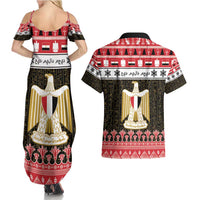 Egypt Christmas Couples Matching Summer Maxi Dress and Hawaiian Shirt Coat Of Arms Eid Milad Majid - Wonder Print Shop