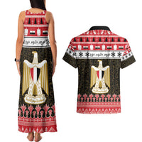 Egypt Christmas Couples Matching Tank Maxi Dress and Hawaiian Shirt Coat Of Arms Eid Milad Majid - Wonder Print Shop