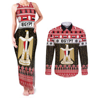 Egypt Christmas Couples Matching Tank Maxi Dress and Long Sleeve Button Shirt Coat Of Arms Eid Milad Majid - Wonder Print Shop