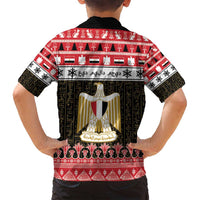 Egypt Christmas Family Matching Long Sleeve Bodycon Dress and Hawaiian Shirt Coat Of Arms Eid Milad Majid - Wonder Print Shop