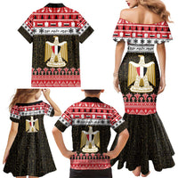 Egypt Christmas Family Matching Mermaid Dress and Hawaiian Shirt Coat Of Arms Eid Milad Majid - Wonder Print Shop