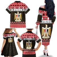 Egypt Christmas Family Matching Off The Shoulder Long Sleeve Dress and Hawaiian Shirt Coat Of Arms Eid Milad Majid LT15