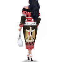 Egypt Christmas Family Matching Off The Shoulder Long Sleeve Dress and Hawaiian Shirt Coat Of Arms Eid Milad Majid LT15