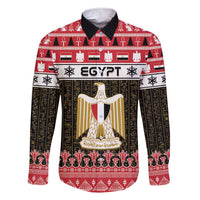 Egypt Christmas Family Matching Short Sleeve Bodycon Dress and Hawaiian Shirt Coat Of Arms Eid Milad Majid - Wonder Print Shop