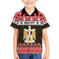 Egypt Christmas Family Matching Short Sleeve Bodycon Dress and Hawaiian Shirt Coat Of Arms Eid Milad Majid - Wonder Print Shop