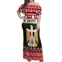 Egypt Christmas Off Shoulder Maxi Dress Coat Of Arms Eid Milad Majid LT15