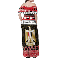 Egypt Christmas Off Shoulder Maxi Dress Coat Of Arms Eid Milad Majid LT15