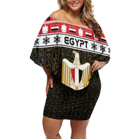 Egypt Christmas Off Shoulder Short Dress Coat Of Arms Eid Milad Majid LT15