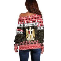 Egypt Christmas Off Shoulder Sweater Coat Of Arms Eid Milad Majid LT15