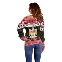 Egypt Christmas Off Shoulder Sweater Coat Of Arms Eid Milad Majid LT15