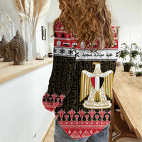 Egypt Christmas Women Casual Shirt Coat Of Arms Eid Milad Majid LT15