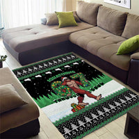 Funny Bigfoot 67 Six Seven Christmas Area Rug Squatching Through The Snow - Wonder Print Shop