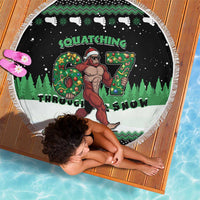 Funny Bigfoot 67 Six Seven Christmas Beach Blanket Squatching Through The Snow - Wonder Print Shop