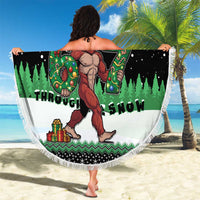 Funny Bigfoot 67 Six Seven Christmas Beach Blanket Squatching Through The Snow - Wonder Print Shop