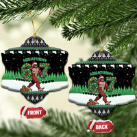 Funny Bigfoot 67 Six Seven Christmas Ceramic Ornament Squatching Through The Snow - Wonder Print Shop