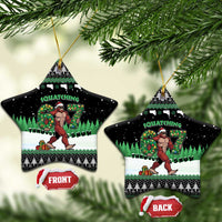 Funny Bigfoot 67 Six Seven Christmas Ceramic Ornament Squatching Through The Snow - Wonder Print Shop