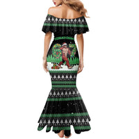 Funny Bigfoot 67 Six Seven Christmas Family Matching Mermaid Dress and Hawaiian Shirt Squatching Through The Snow - Wonder Print Shop