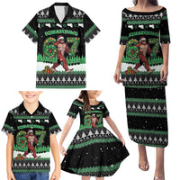 Funny Bigfoot 67 Six Seven Christmas Family Matching Puletasi and Hawaiian Shirt Squatching Through The Snow - Wonder Print Shop