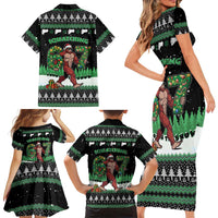 Funny Bigfoot 67 Six Seven Christmas Family Matching Short Sleeve Bodycon Dress and Hawaiian Shirt Squatching Through The Snow - Wonder Print Shop