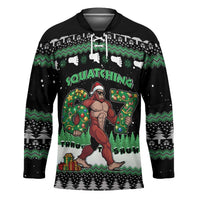 Funny Bigfoot 67 Six Seven Christmas Hockey Jersey Squatching Through The Snow - Wonder Print Shop