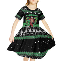 Funny Bigfoot 67 Six Seven Christmas Kid Short Sleeve Dress Squatching Through The Snow - Wonder Print Shop